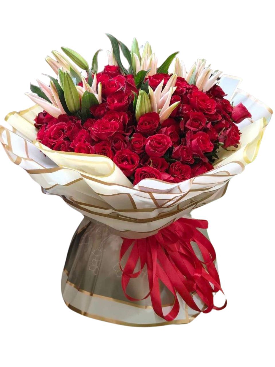 Roses and Stargazer Lilies Giant Bouquet