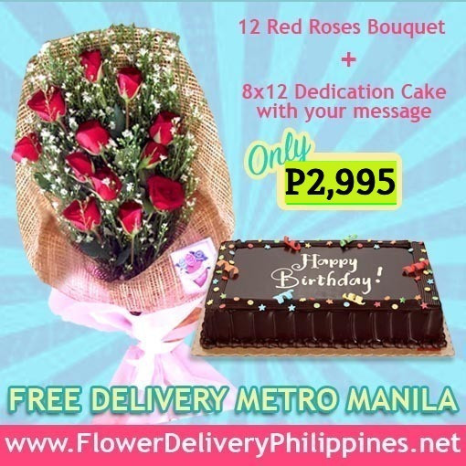 Roses and Dedication Cake Package